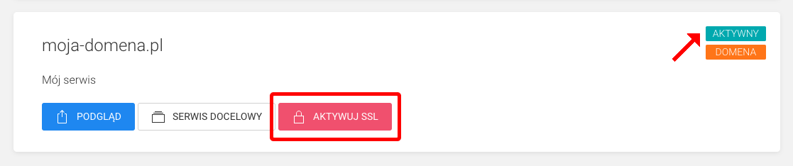 konfiguracja domeny aktywacja SSL